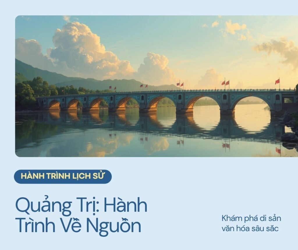 Cầu Hiền Lương bắc qua sông Bến Hải ở Quảng Trị vào lúc hoàng hôn, biểu tượng lịch sử của hành trình về nguồn