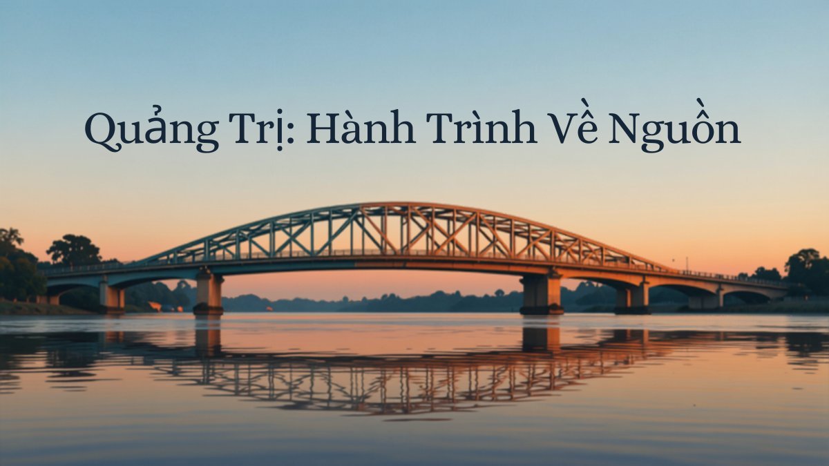 Cầu Hiền Lương bắc qua sông Bến Hải ở Quảng Trị lúc hoàng hôn, biểu tượng lịch sử của hành trình về nguồn