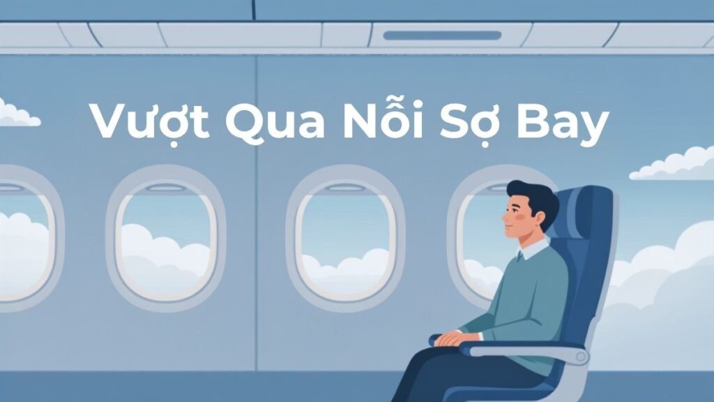 Người ngồi ghế cạnh cửa sổ máy bay, thư giãn nhìn ra bầu trời, minh họa cho bài viết cách vượt qua nỗi sợ bay