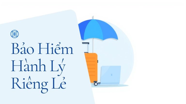 Minh họa vali và laptop được bảo vệ bởi bảo hiểm hành lý riêng lẻ ngoài gói bảo hiểm du lịch