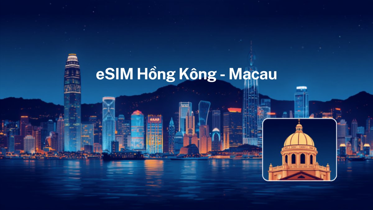 Skyline Hồng Kông về đêm bên cảng Victoria với hình ảnh kiến trúc mái vòm kiểu Bồ Đào Nha đặc trưng của Macau
