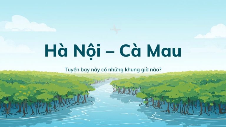 Minh họa rừng ngập mặn U Minh Cà Mau với máy bay bay trên bầu trời, đại diện cho bài viết tuyến bay Hà Nội - Cà Mau