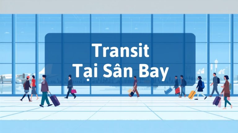 Hành khách di chuyển tại nhà ga sân bay quốc tế trong lúc transit nối chuyến