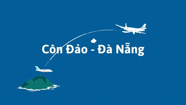 Minh họa máy bay nhỏ cất cánh từ đảo nối chuyến sang máy bay lớn hơn, thể hiện hành trình nối chuyến Côn Đảo - Đà Nẵng