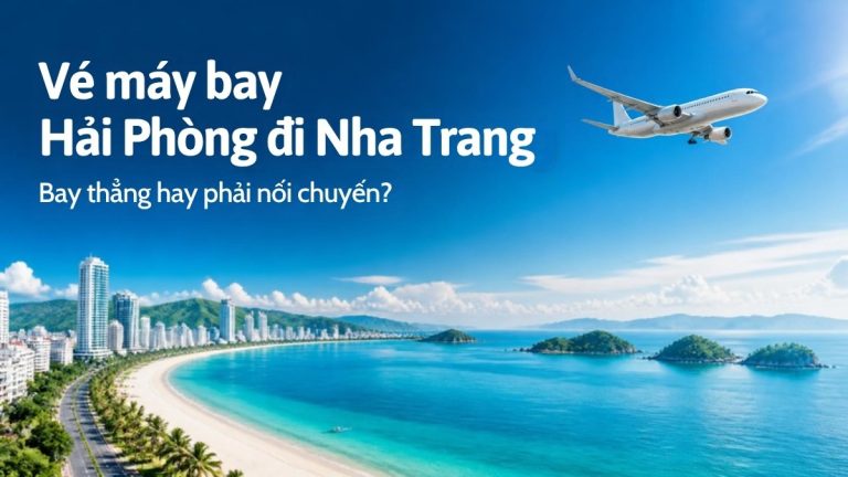 Máy bay bay trên vịnh biển Nha Trang, minh họa bài viết vé máy bay Hải Phòng đi Nha Trang