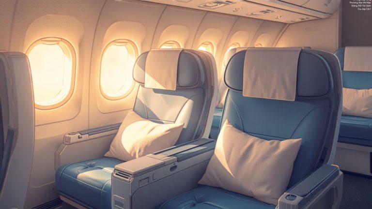 Khoang ghế máy bay hạng thương gia rộng rãi với ánh nắng ấm chiếu qua cửa sổ, minh họa cho bài viết về khi nào nên đổi vé thương gia và cách tìm giá tốt