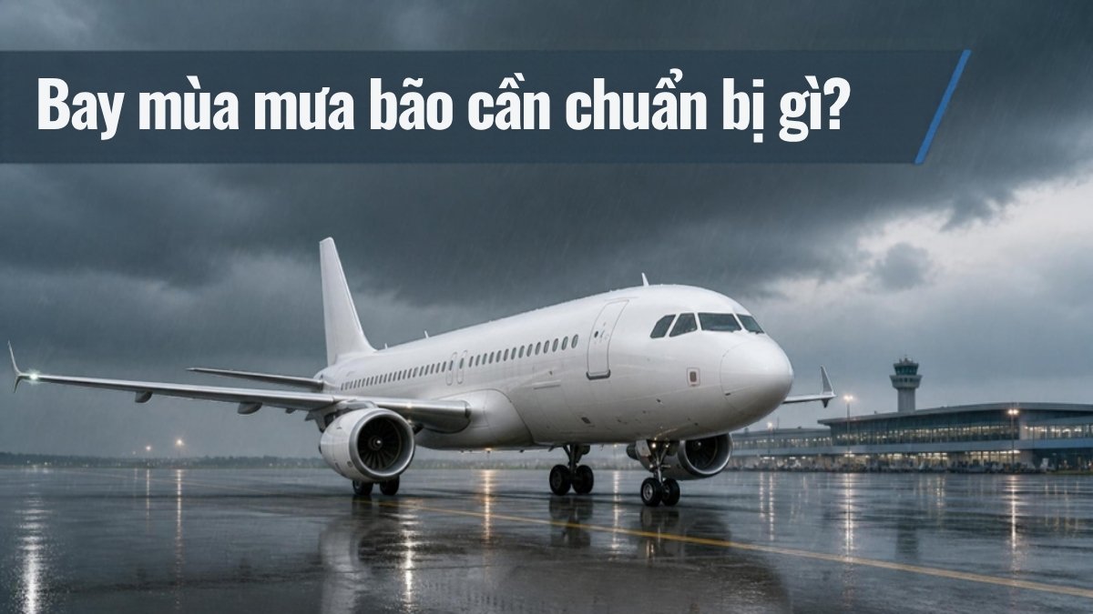 Máy bay trên đường băng ướt dưới trời mưa bão – chuẩn bị gì khi bay nội địa mùa mưa bão