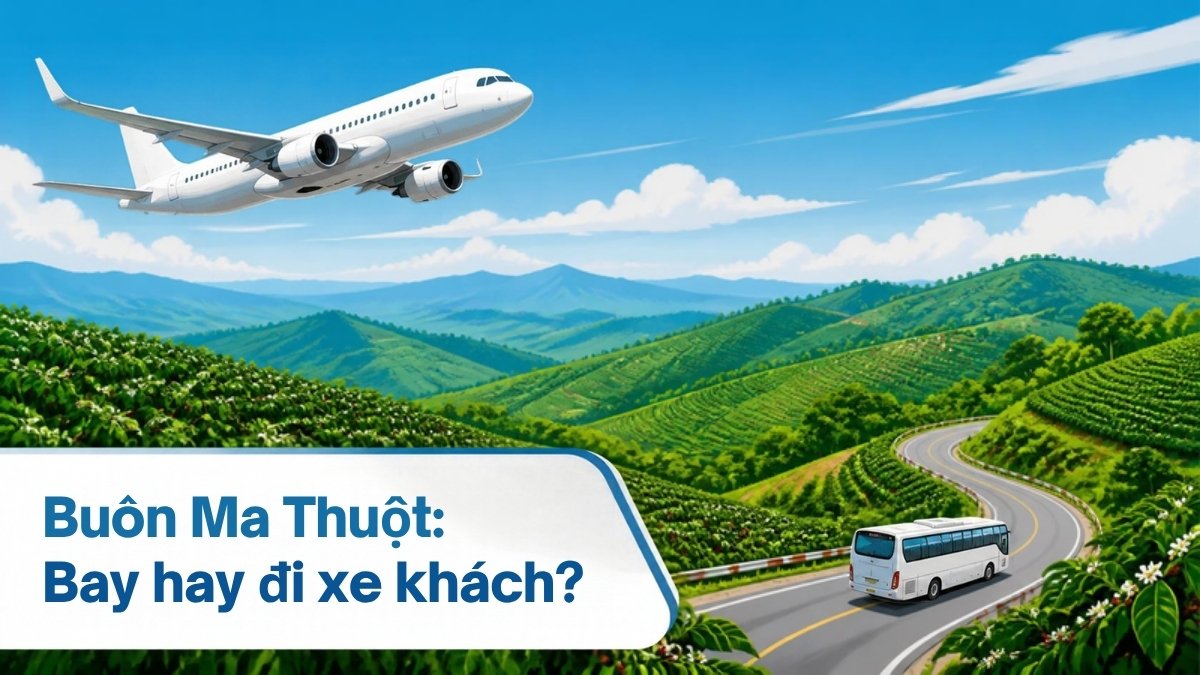 Máy bay và xe khách trên đồi cà phê Tây Nguyên – so sánh nên bay hay đi xe khách đến Buôn Ma Thuột