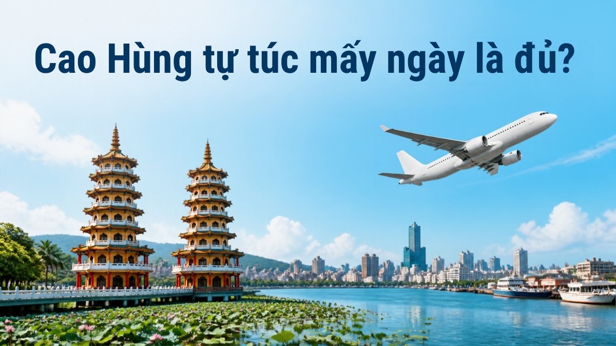Tháp Rồng Hổ bên Đầm Liên Trì và máy bay trên bầu trời Cao Hùng – gợi ý lịch trình Cao Hùng tự túc