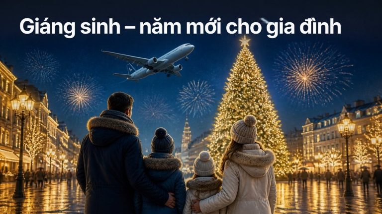 Gia đình ngắm cây thông Noel và pháo hoa năm mới – gợi ý du lịch Giáng sinh gia đình gần, ít tốn kém