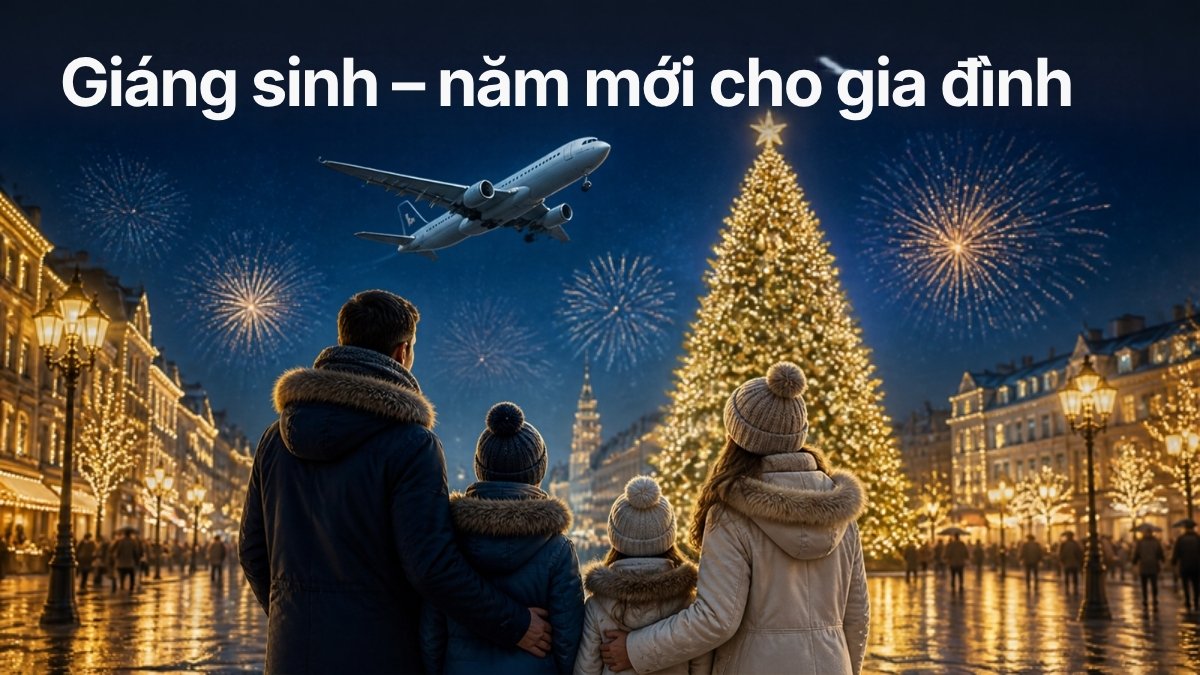 Gia đình ngắm cây thông Noel và pháo hoa năm mới – gợi ý du lịch Giáng sinh gia đình gần, ít tốn kém