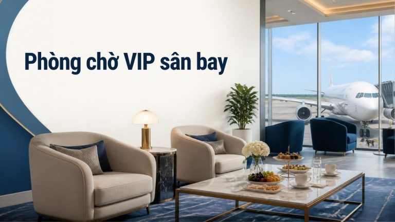 Phòng chờ sân bay sang trọng nhìn ra máy bay – minh họa phòng chờ VIP tại sân bay