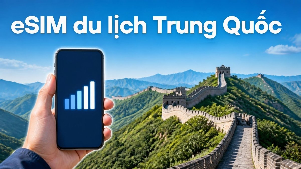 Điện thoại bắt sóng mạnh trước Vạn Lý Trường Thành – minh họa eSIM du lịch Trung Quốc