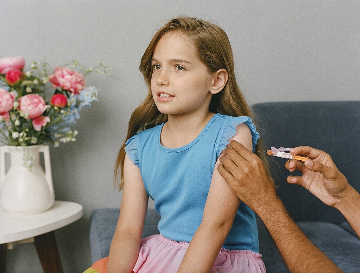 Bé gái được tiêm vaccine – lịch tiêm phòng du lịch của trẻ em khác người lớn