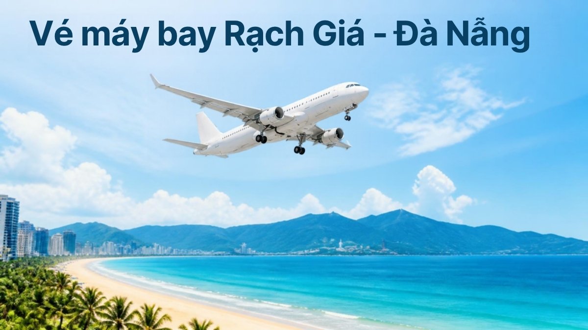 Máy bay bay trên biển Mỹ Khê Đà Nẵng – minh họa vé máy bay Rạch Giá – Đà Nẵng