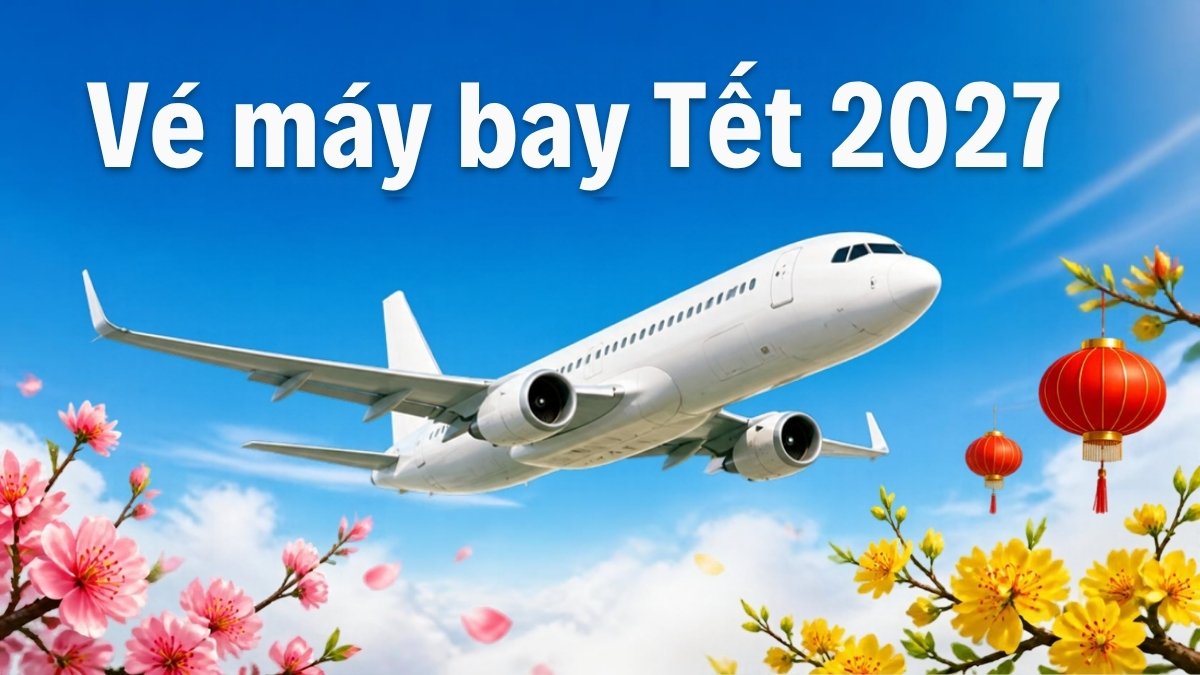 Máy bay trắng giữa hoa đào, hoa mai và đèn lồng đỏ – vé máy bay Tết 2027 nên đặt trước bao lâu