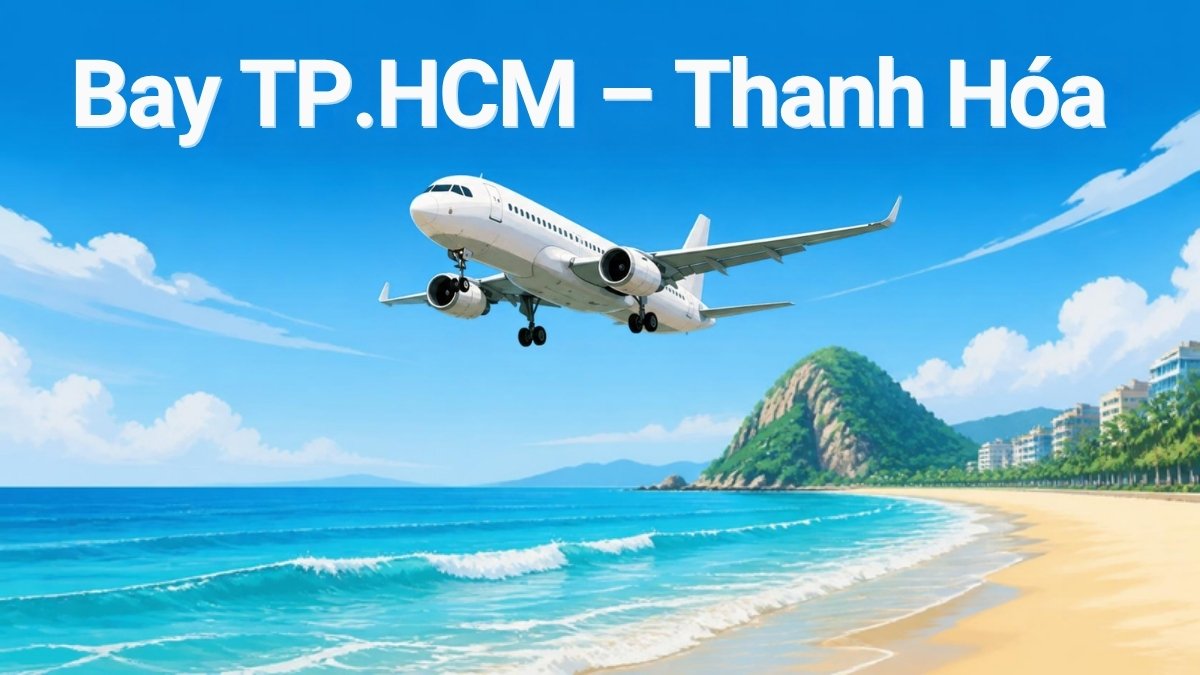 Máy bay chuẩn bị hạ cánh trên bãi biển Sầm Sơn, minh họa bài vé máy bay TP.HCM đi Thanh Hóa