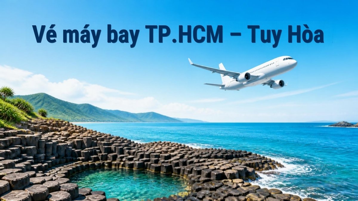 Máy bay bay trên Gành Đá Đĩa và biển Phú Yên – minh họa vé máy bay TP.HCM – Tuy Hòa